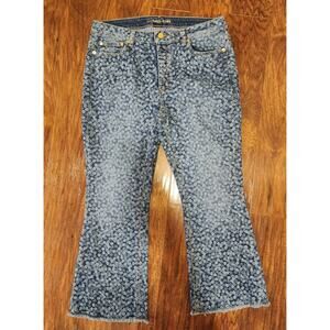 Michael Kors Floral Ditsy Daisy Print Cropped Flare Jeans size 10
